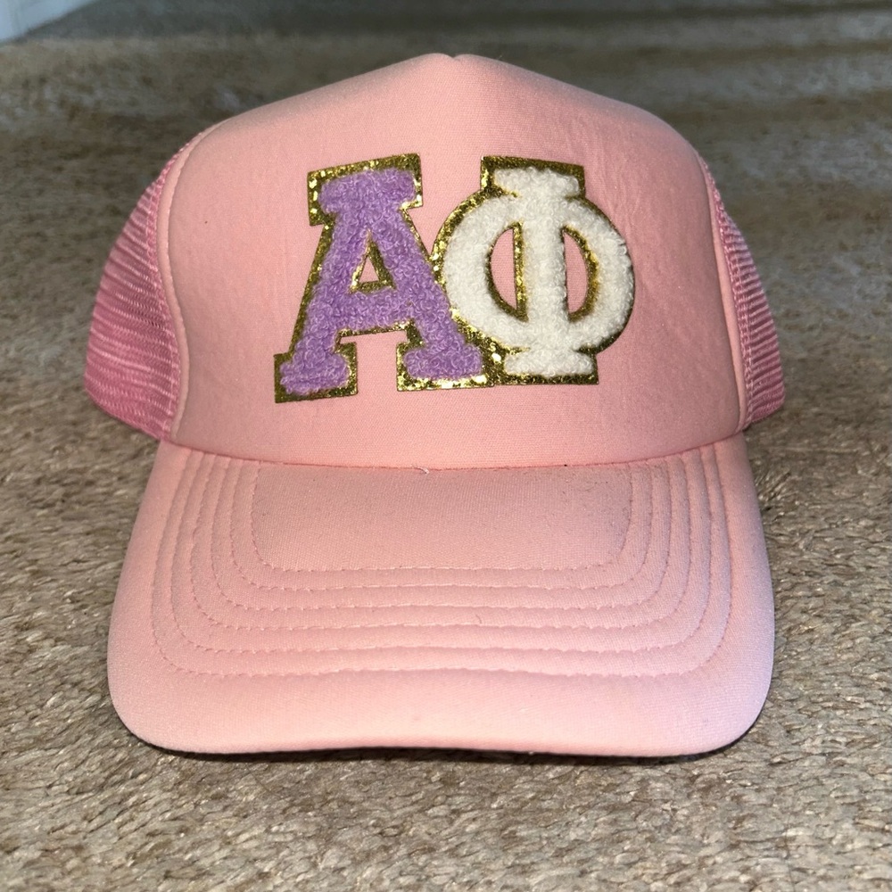 Pink Alpha Phi Trucker Hat